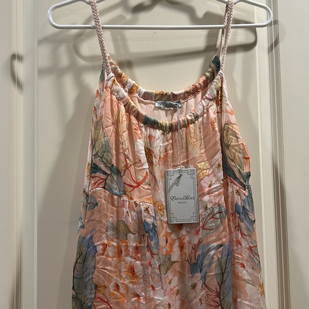 NWT!Elena Baldi Silk Blend flowy
Floral lined Maxi Dress braid strap
Italy XL